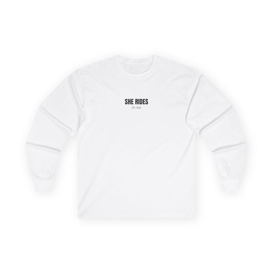 She Rides Basic Long Sleeve Zwart&Wit//Bikergirl Long Sleeve