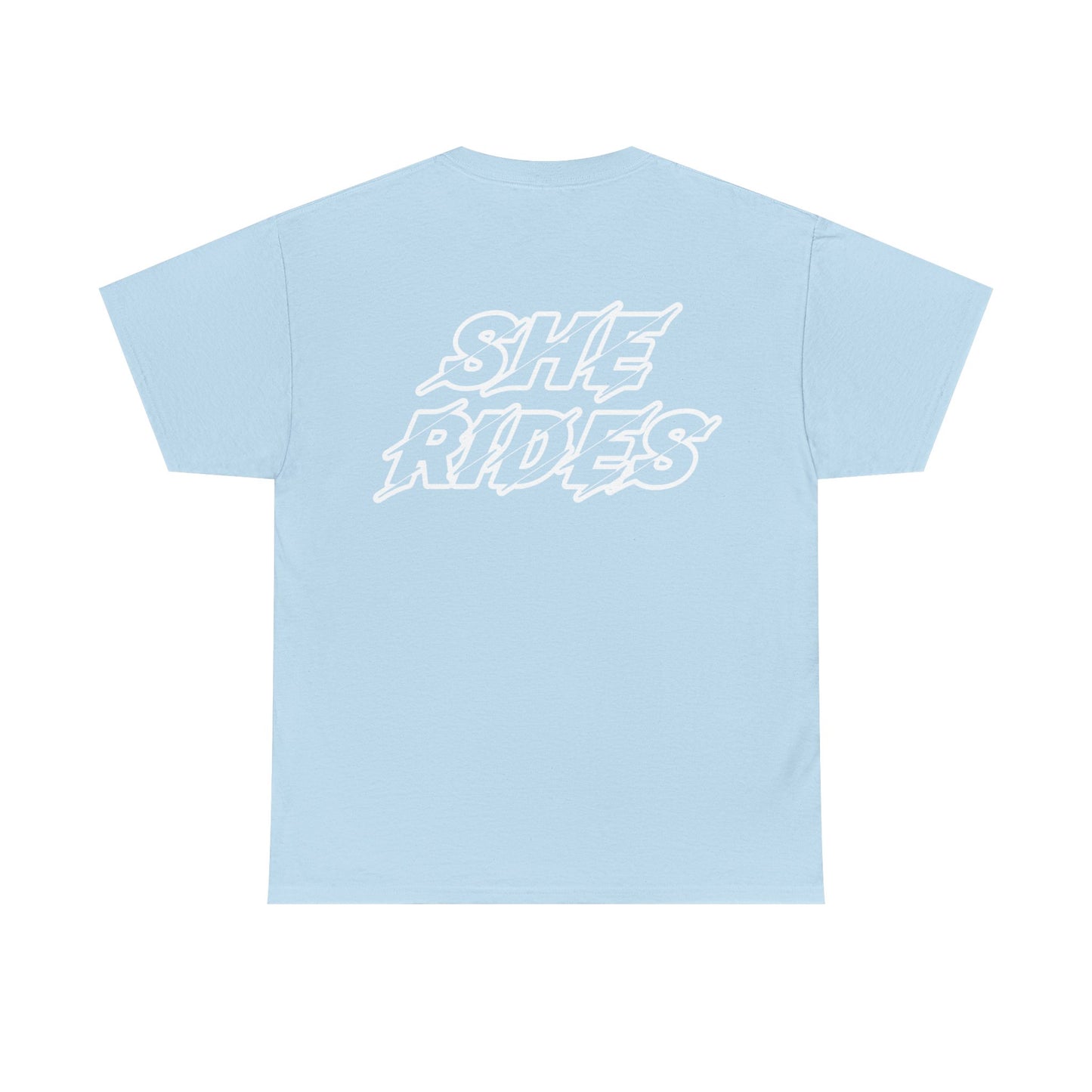 She Rides Original T-shirt Light Pink&Light Blue//Bikergirl T-shirt