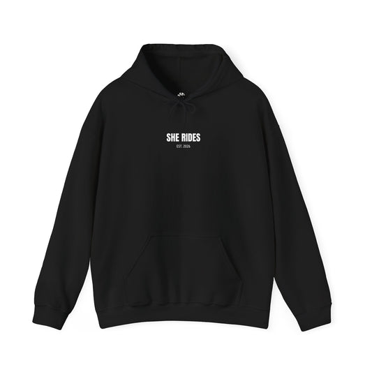 She Rides RideOrDie Hoodie Zwart&Wit//Bikergirl Hoodie
