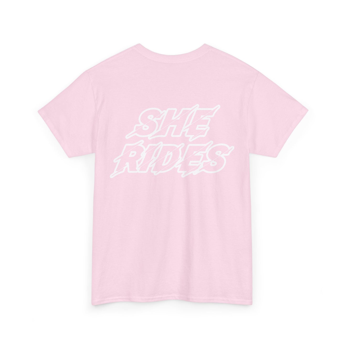 She Rides Original T-shirt Light Pink&Light Blue//Bikergirl T-shirt