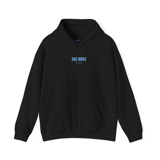 She Rides RideOrDie Hoodie Blauw//Bikergirl Hoodie