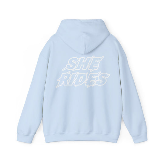 She Rides Original Hoodie Light Pink&Light Blue//Bikergirl Hoodie