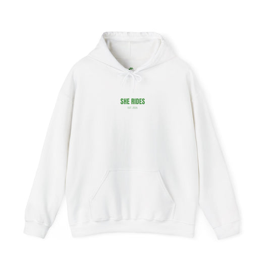 She Rides Basic Hoodie Groen//Bikergirl Hoodie