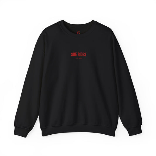 She Rides RidedOrDie Sweater Rood//Bikergirl Sweater