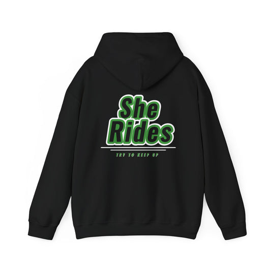 She Rides Hoodie Groen//Bikergirl Hoodie