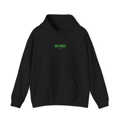 She Rides Basic Hoodie Groen//Bikergirl Hoodie