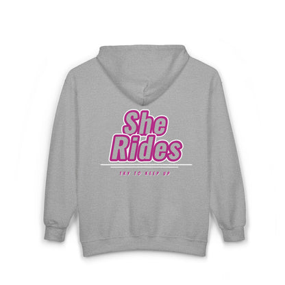 She Rides Vest Roze//Bikergirl Zip Hoodie
