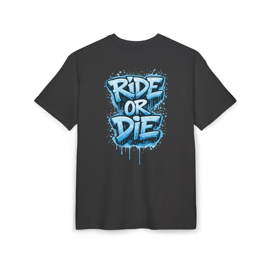 She Rides RideOrDie Oversized T-shirt Blauw//Bikergirl T-shirt