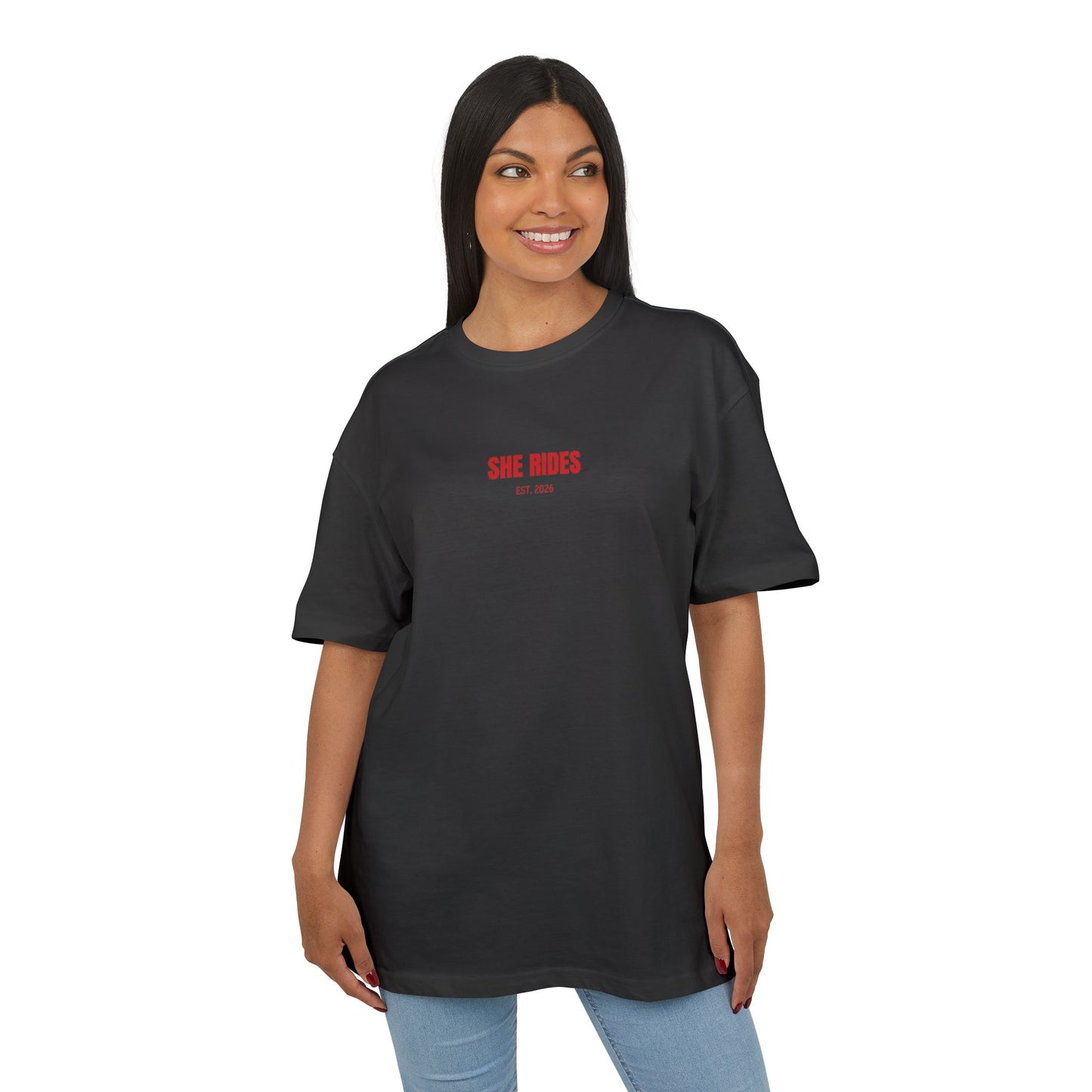 She Rides RideOrDie Oversized T-shirt Rood//Bikergirl T-shirt