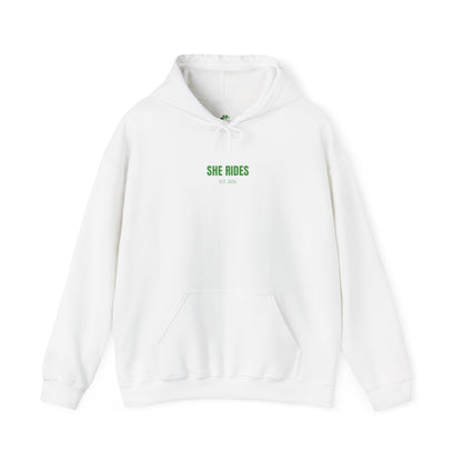 She Rides RideOrDie Hoodie Groen//Bikergirl Hoodie