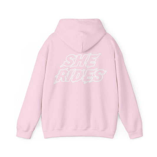 She Rides Original Hoodie Light Pink&Light Blue//Bikergirl Hoodie