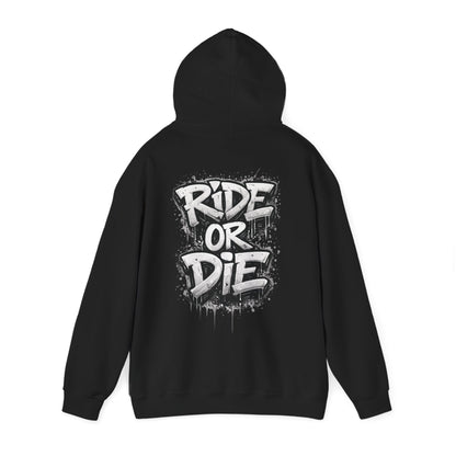 She Rides RideOrDie Hoodie Zwart&Wit//Bikergirl Hoodie