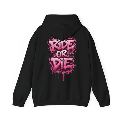 She Rides RideOrDie Hoodie Roze//Bikergirl Hoodie