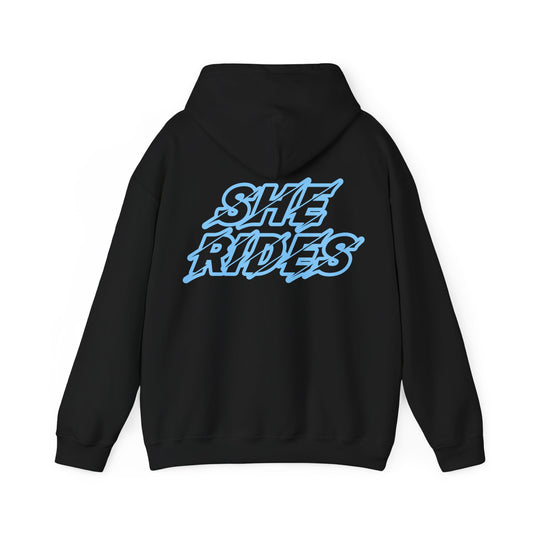 She Rides Original Hoodie Blauw//Bikergirl Hoodie