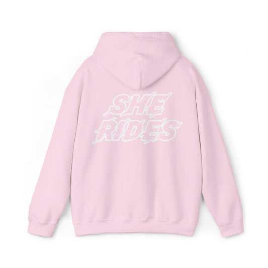 She Rides Original Hoodie Light Pink&Light Blue//Bikergirl Hoodie