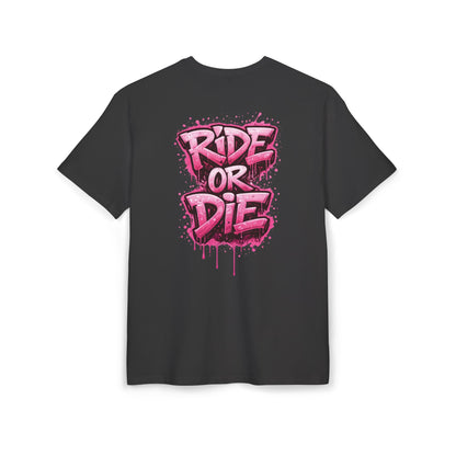 She Rides RideOrDie Oversized T-shirt Roze//Bikergirl T-shirt