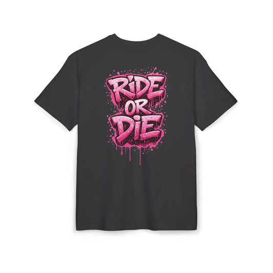 She Rides RideOrDie Oversized T-shirt Roze//Bikergirl T-shirt