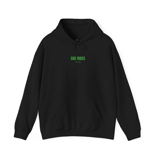 She Rides RideOrDie Hoodie Groen//Bikergirl Hoodie