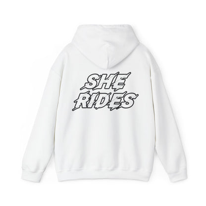She Rides Original Hoodie Zwart&Wit//Bikergirl Hoodie