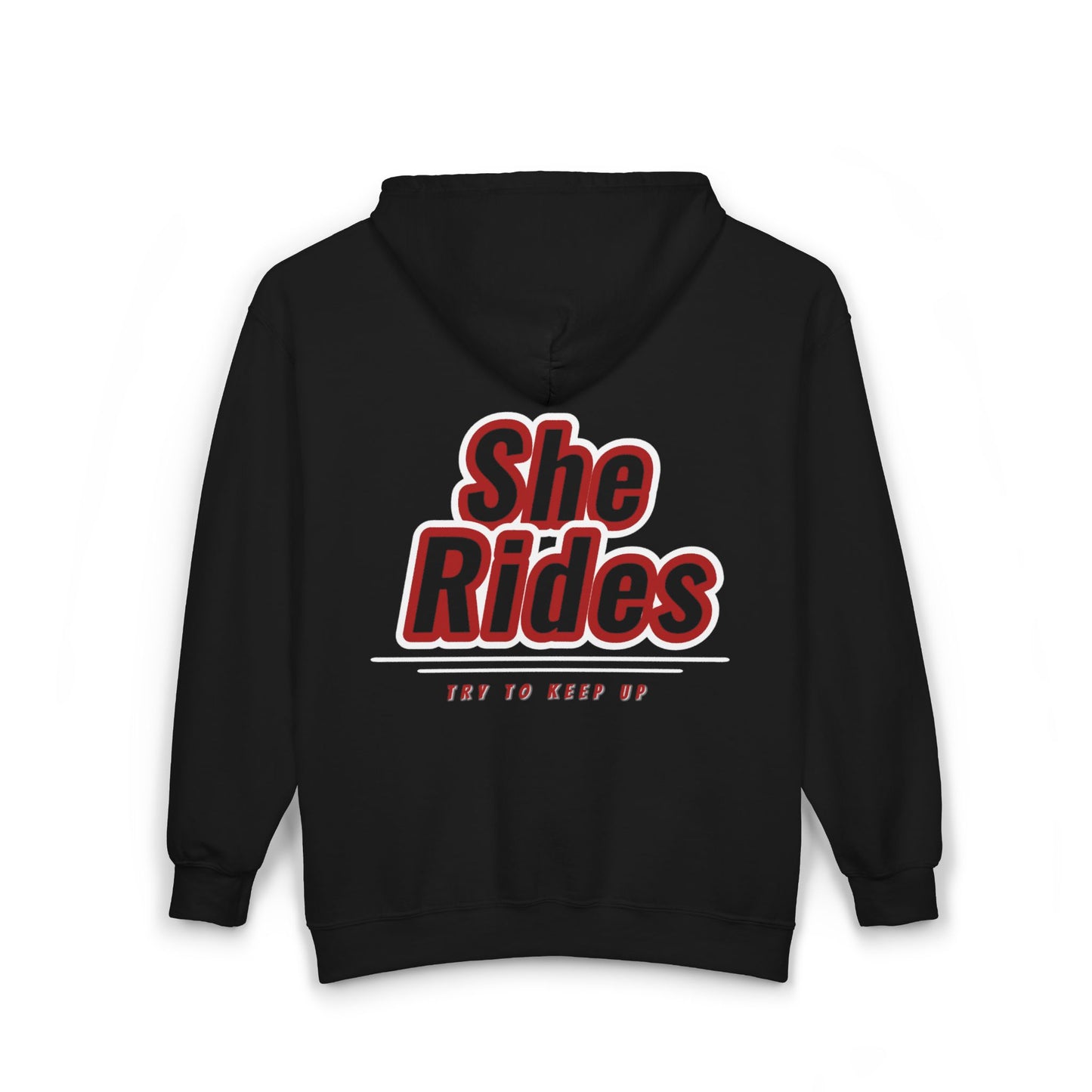 She Rides Vest Rood//Bikergirl Zip Hoodie