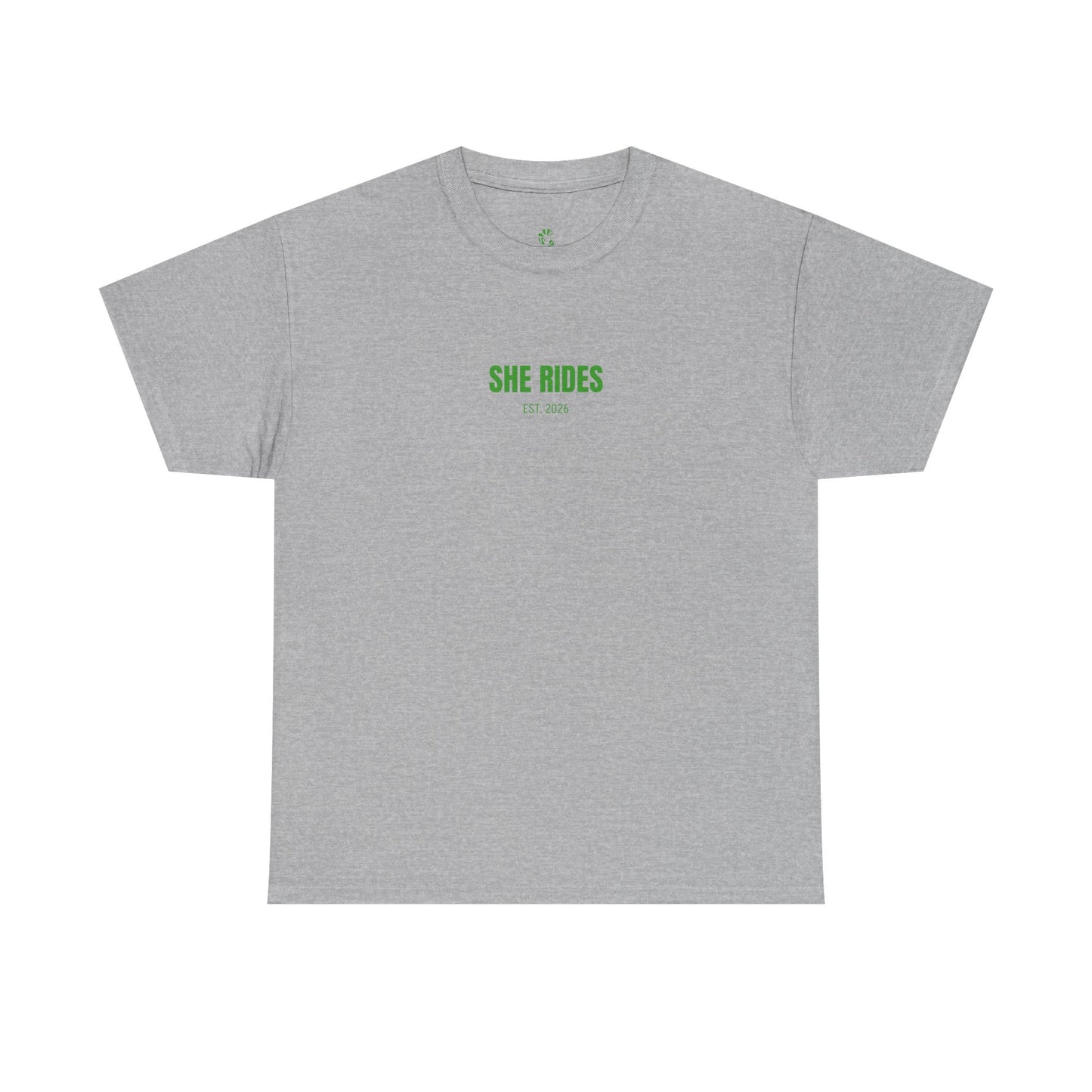 She Rides Basic T-shirt Groen//Bikergirl T-shirt