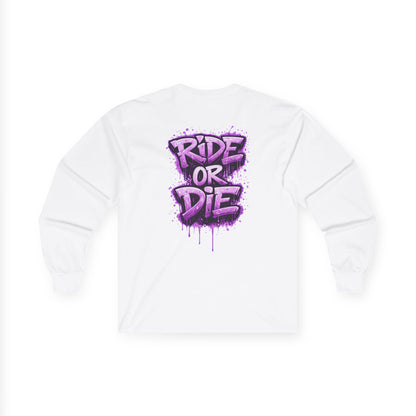 She Rides RideOrDie Long Sleeve Paars//Bikergirl Long Sleeve