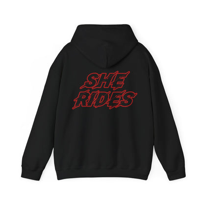 She Rides Original Hoodie Rood//Bikergirl Hoodie