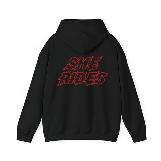 She Rides Original Hoodie Rood//Bikergirl Hoodie