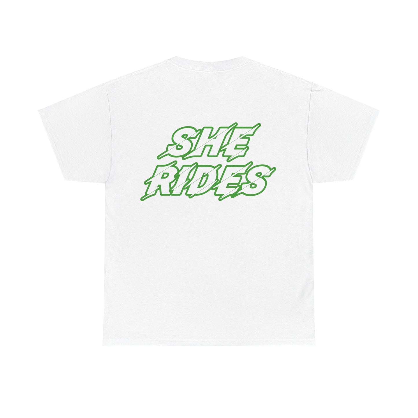 She Rides original T-shirt Groen//Bikergirl T-shirt