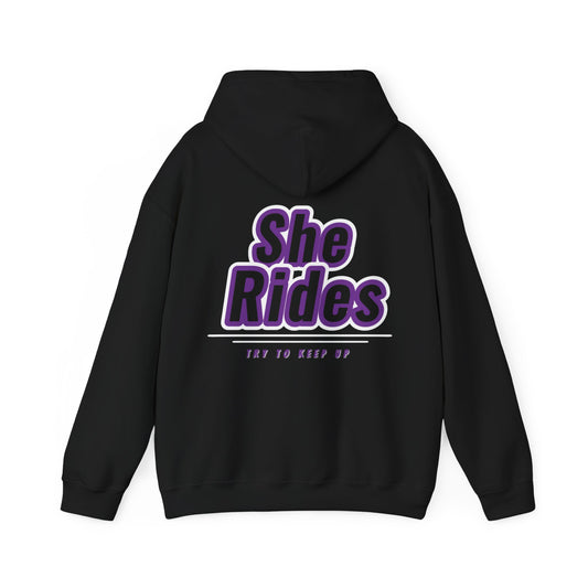 She Rides Hoodie Paars//Bikergirl Hoodie