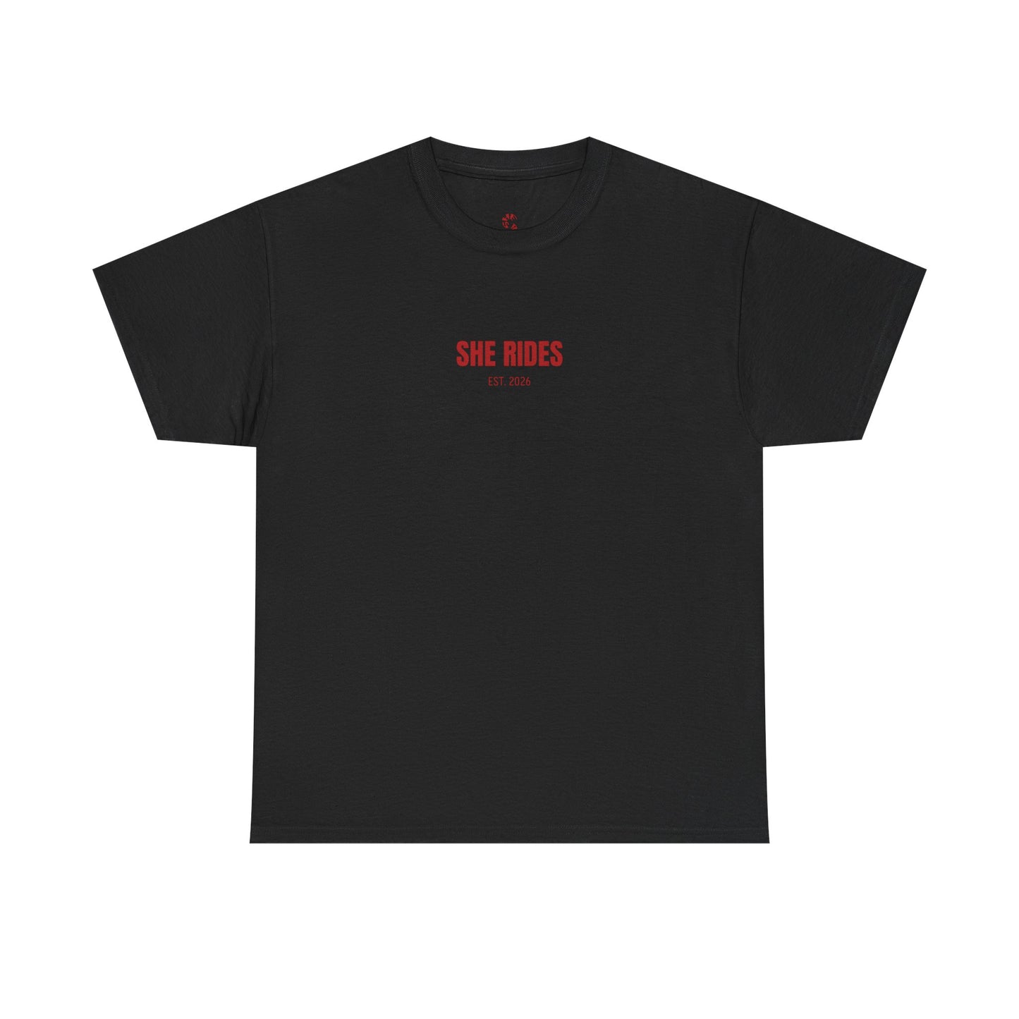 She Rides Basic T-shirt Rood//Bikergirl T-shirt