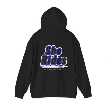 She Rides Hoodie Blauw//Bikergirl Hoodie