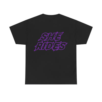 She Rides original T-shirt Paars//Bikergirl T-shirt