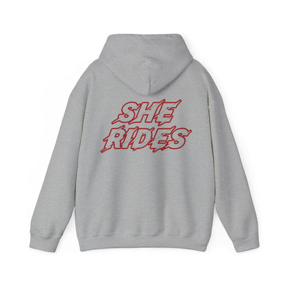 She Rides Original Hoodie Rood//Bikergirl Hoodie