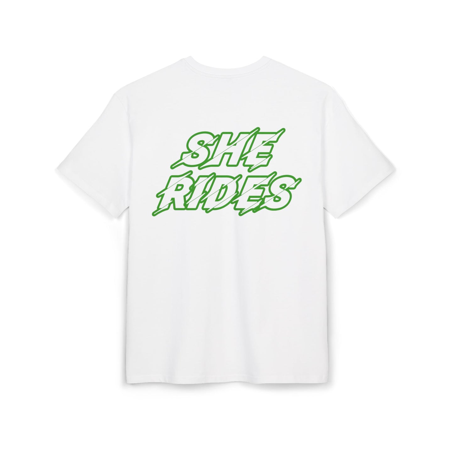 She Rides Oversized T-shirt Groen//Bikergirl T-shirt