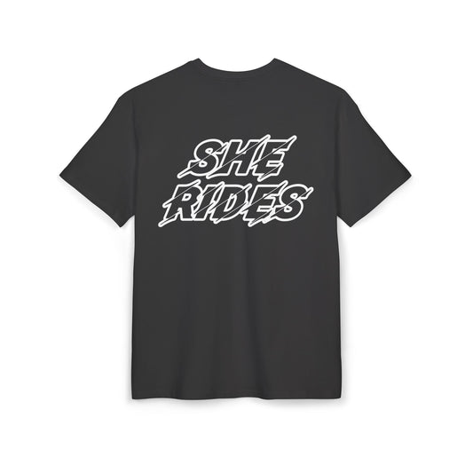 She Rides Oversized T-shirt Zwart&Wit//Bikergirl T-shirt