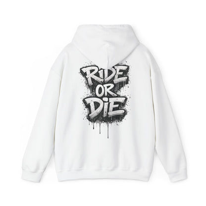She Rides RideOrDie Hoodie Zwart&Wit//Bikergirl Hoodie