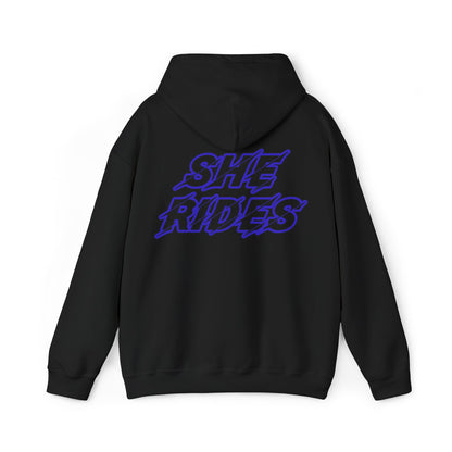 She Rides Original Hoodie Blauw//Bikergirl Hoodie