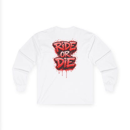 She Rides RideOrDie Long Sleeve Rood//Bikergirl Long Sleeve