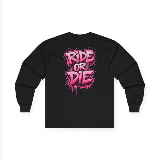 She Rides RideOrDie Long Sleeve Roze//Bikergirl Long Sleeve