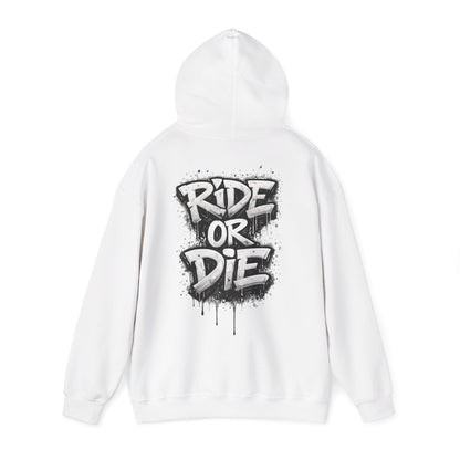 She Rides RideOrDie Hoodie Zwart&Wit//Bikergirl Hoodie
