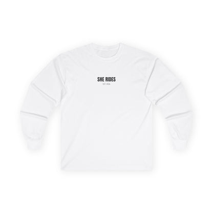 She Rides Basic Long Sleeve Zwart&Wit//Bikergirl Long Sleeve