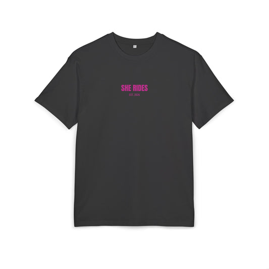 She Rides RideOrDie Oversized T-shirt Roze//Bikergirl T-shirt
