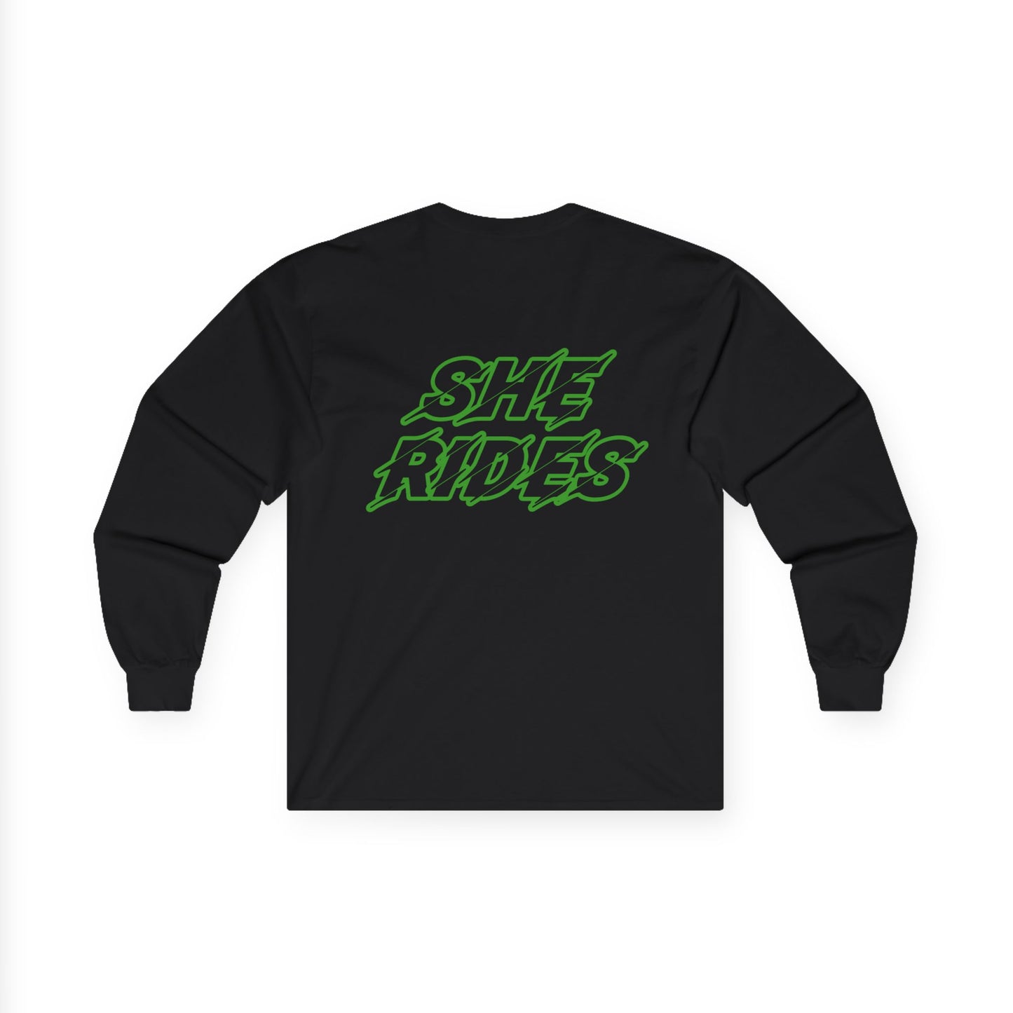 She Rides Long Sleeve Groen//Bikergirl Long Sleeve