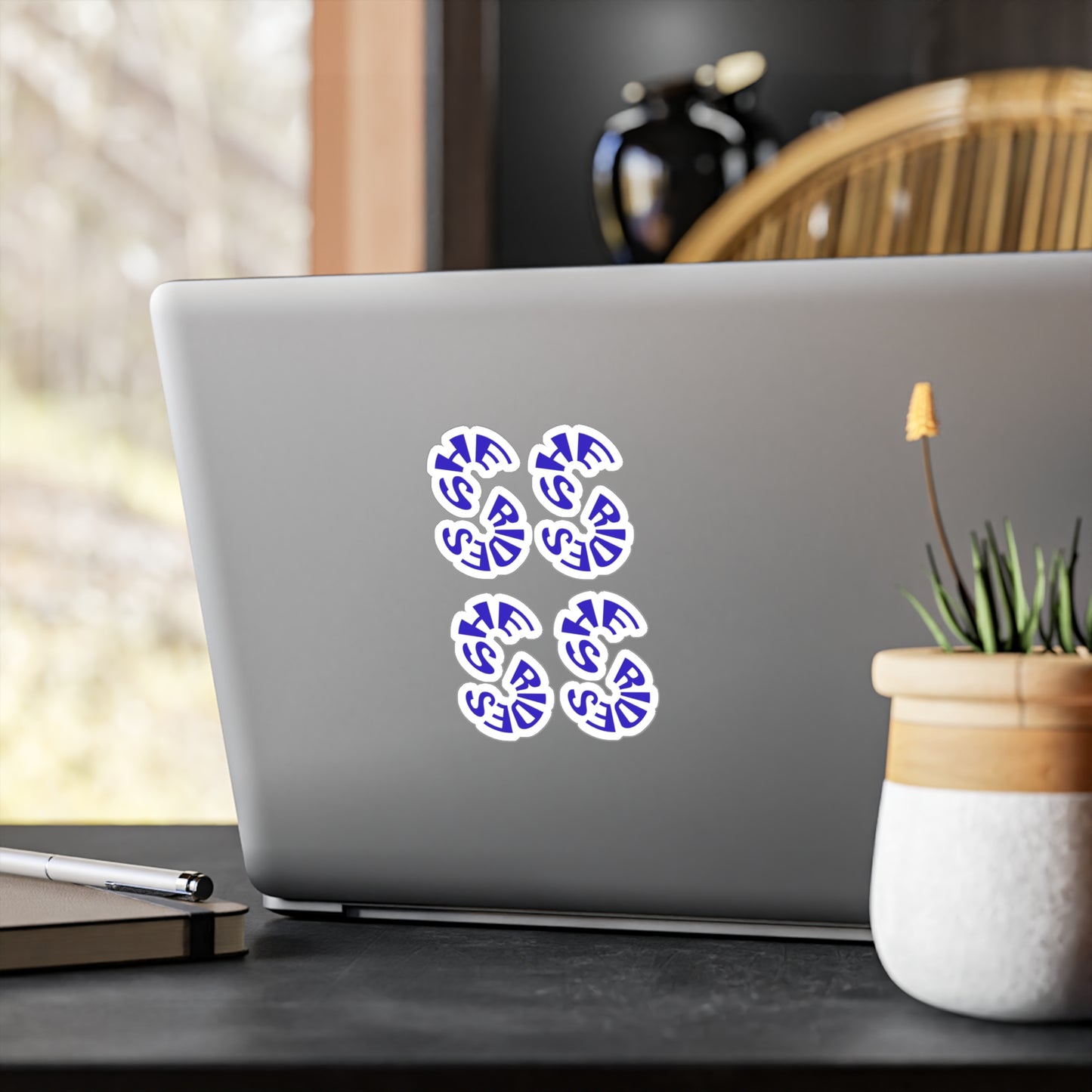 Stickers She Rides logo Blauw Kiss-Cut Vinyl