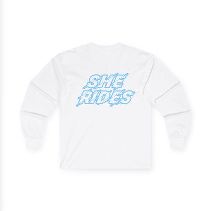 She Rides Long Sleeve Blauw//Bikergirl Long Sleeve