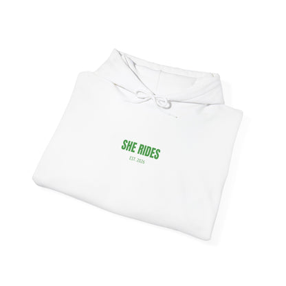 She Rides Basic Hoodie Groen//Bikergirl Hoodie