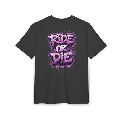 She Rides RideOrDie Oversized T-shirt Paars//Bikergirl T-shirt