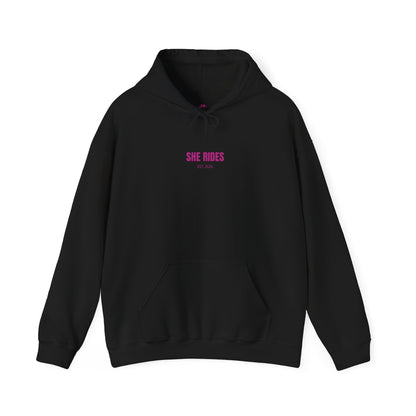 She Rides Basic Hoodie Roze//Bikergirl Hoodie