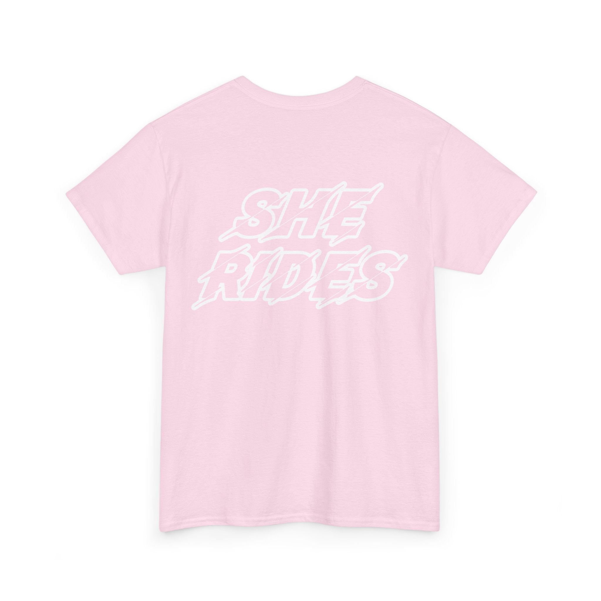 She Rides Original T-shirt Light Pink&Light Blue